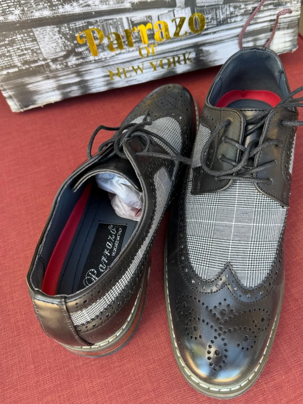 Titan Black and Gray Wingtip Brogue Oxfords